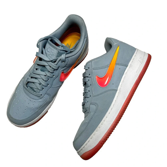 NIKE AIR FORCE 1 07 PREMIUM 2 OBSIDIAN MIST BLUE-HOT PUNCH US 9.5 AT4143-400 - Picture 1 of 11